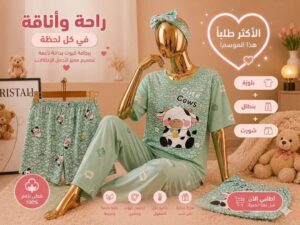بجامة ٣ قطع  بقماش سوزيت