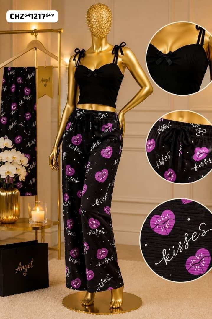 بيجامة نسائي ريب قطعتين طباعة ديجيتال - الصورة 4