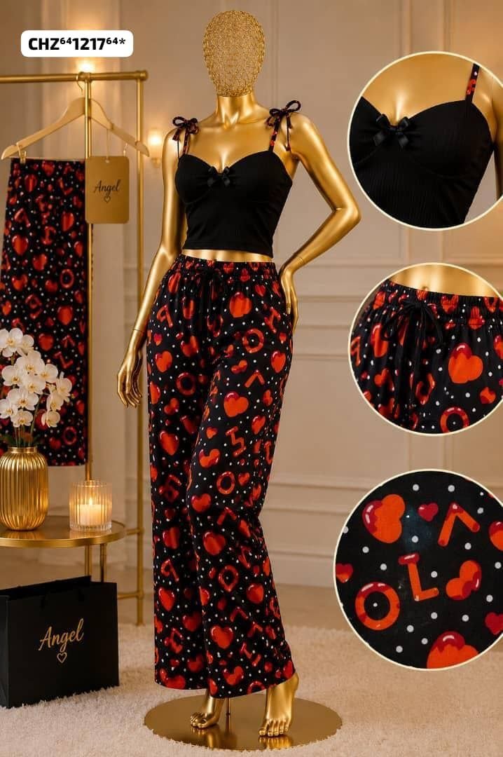 بيجامة نسائي ريب قطعتين طباعة ديجيتال