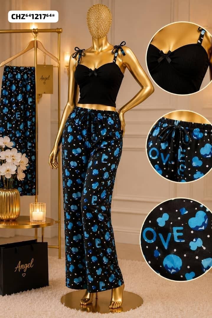 بيجامة نسائي ريب قطعتين طباعة ديجيتال - الصورة 2