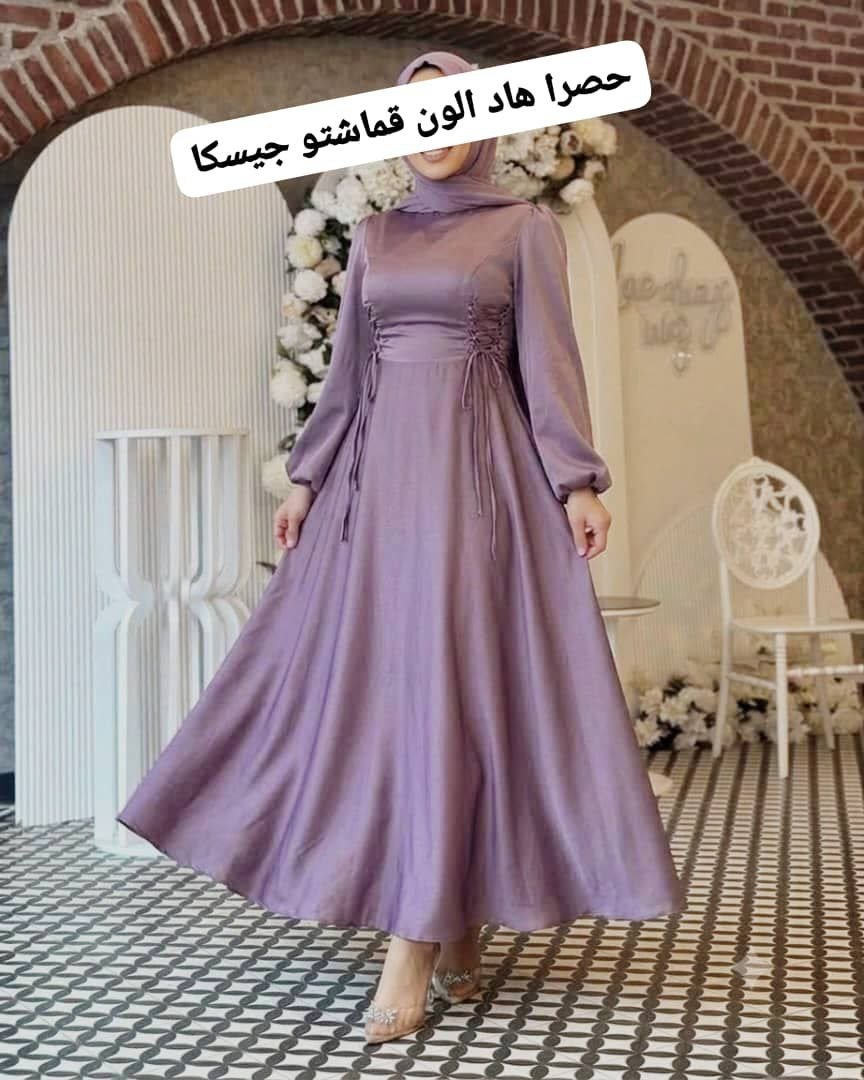 فستان مع رباط ع الخصر كريب سكوبا أجنبي - الصورة 3