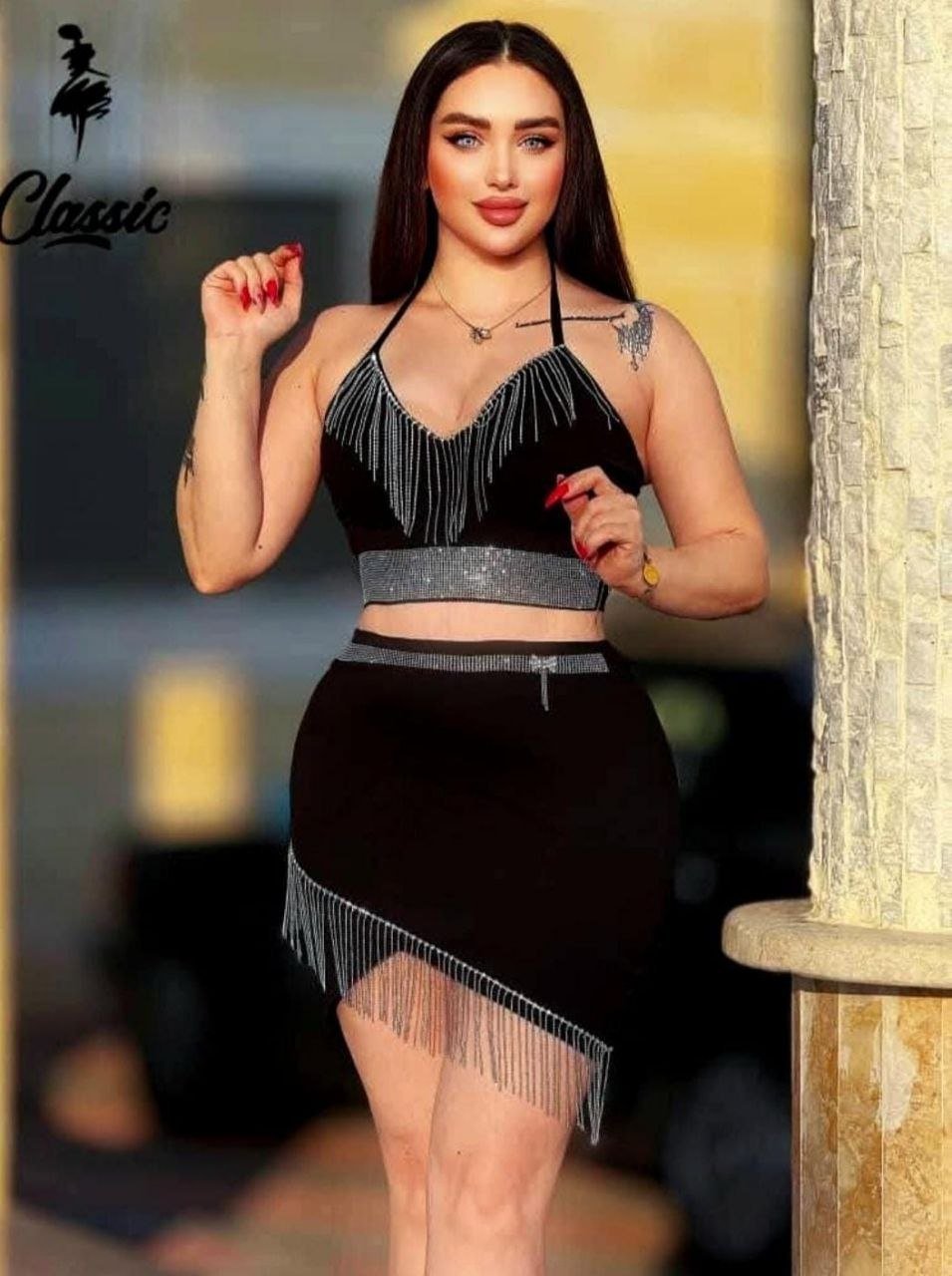 طقم تنورة سهرة ترند الموسم