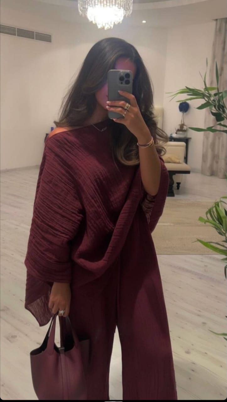 سيت سكارف قطعتين لينن تركي