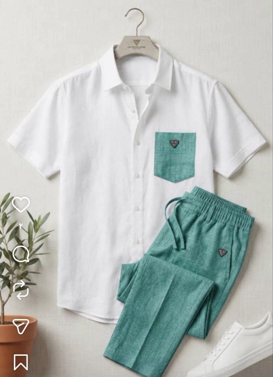 أوت فيت سبور رجالي مفنن كتان مستورد قميص & بنطال - الصورة 6